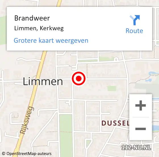 Locatie op kaart van de 112 melding: Brandweer Limmen, Kerkweg op 19 oktober 2017 21:53