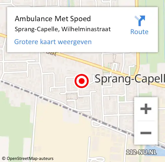 Locatie op kaart van de 112 melding: Ambulance Met Spoed Naar Sprang-Capelle, Wilhelminastraat op 20 oktober 2017 00:57