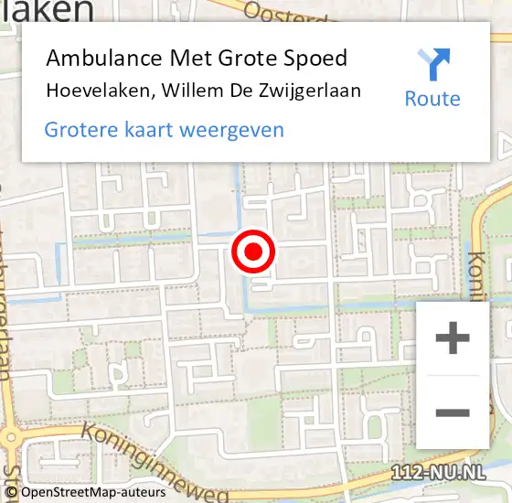 Locatie op kaart van de 112 melding: Ambulance Met Grote Spoed Naar Hoevelaken, Willem De Zwijgerlaan op 20 oktober 2017 01:09