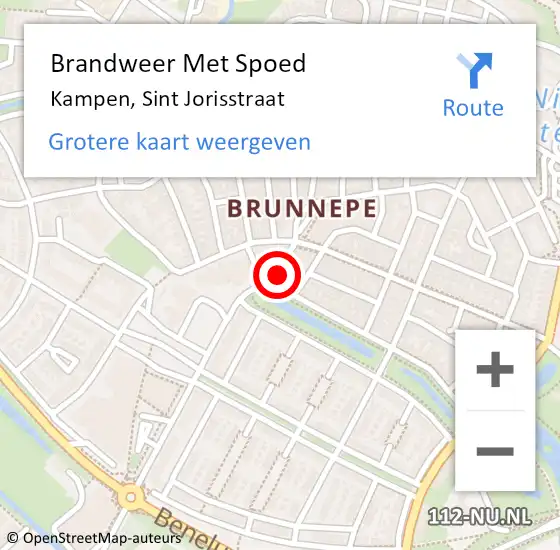 Locatie op kaart van de 112 melding: Brandweer Met Spoed Naar Kampen, Sint Jorisstraat op 20 oktober 2017 01:41