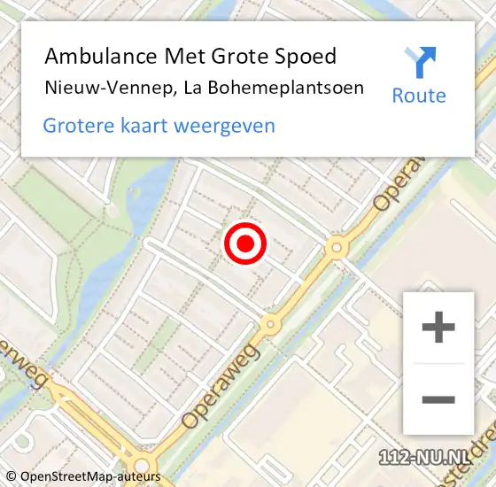 Locatie op kaart van de 112 melding: Ambulance Met Grote Spoed Naar Nieuw-Vennep, La Bohemeplantsoen op 20 oktober 2017 05:02