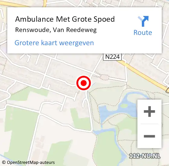 Locatie op kaart van de 112 melding: Ambulance Met Grote Spoed Naar Renswoude, Van Reedeweg op 20 oktober 2017 05:14