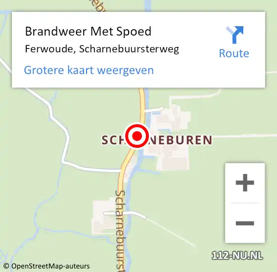 Locatie op kaart van de 112 melding: Brandweer Met Spoed Naar Ferwoude, Scharnebuursterweg op 21 september 2013 12:44