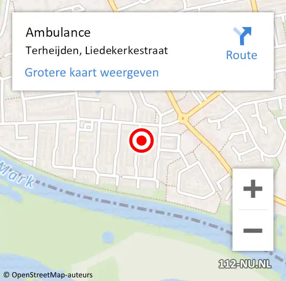 Locatie op kaart van de 112 melding: Ambulance Terheijden, Liedekerkestraat op 20 oktober 2017 08:11