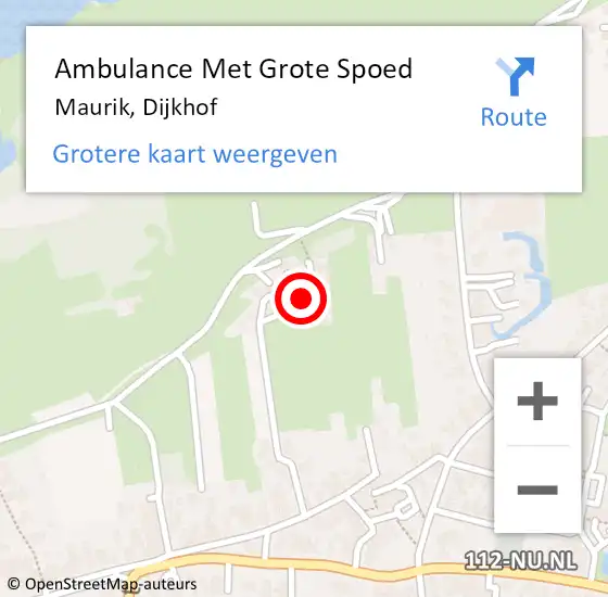 Locatie op kaart van de 112 melding: Ambulance Met Grote Spoed Naar Maurik, Dijkhof op 20 oktober 2017 08:12