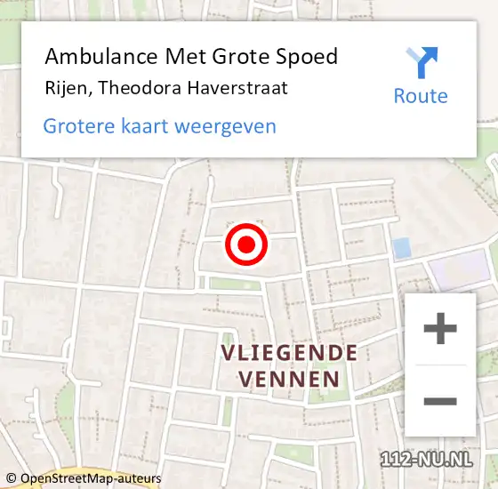 Locatie op kaart van de 112 melding: Ambulance Met Grote Spoed Naar Rijen, Theodora Haverstraat op 20 oktober 2017 08:19