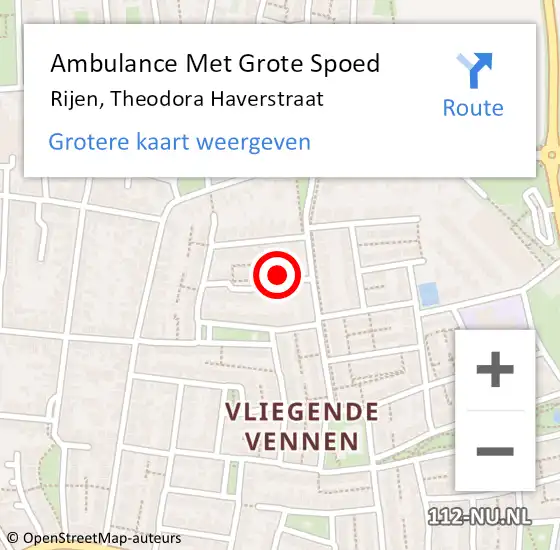 Locatie op kaart van de 112 melding: Ambulance Met Grote Spoed Naar Rijen, Theodora Haverstraat op 20 oktober 2017 08:21