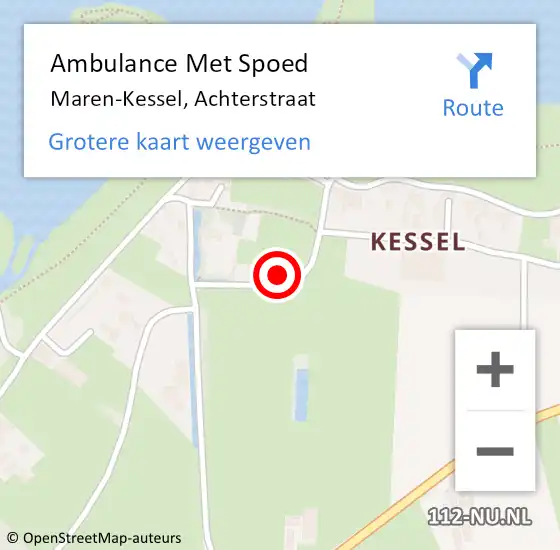 Locatie op kaart van de 112 melding: Ambulance Met Spoed Naar Maren-Kessel, Achterstraat op 4 februari 2014 17:14