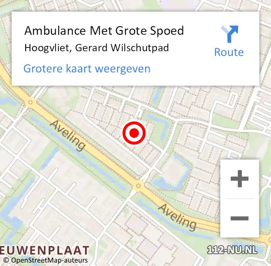 Locatie op kaart van de 112 melding: Ambulance Met Grote Spoed Naar Hoogvliet, Gerard Wilschutpad op 20 oktober 2017 09:09