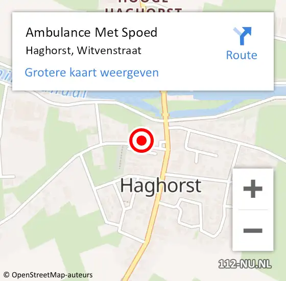 Locatie op kaart van de 112 melding: Ambulance Met Spoed Naar Haghorst, Witvenstraat op 20 oktober 2017 09:45