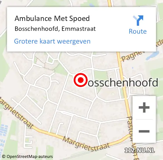 Locatie op kaart van de 112 melding: Ambulance Met Spoed Naar Bosschenhoofd, Emmastraat op 20 oktober 2017 10:22