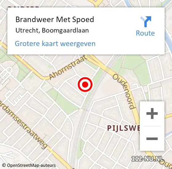 Locatie op kaart van de 112 melding: Brandweer Met Spoed Naar Utrecht, Boomgaardlaan op 20 oktober 2017 10:38