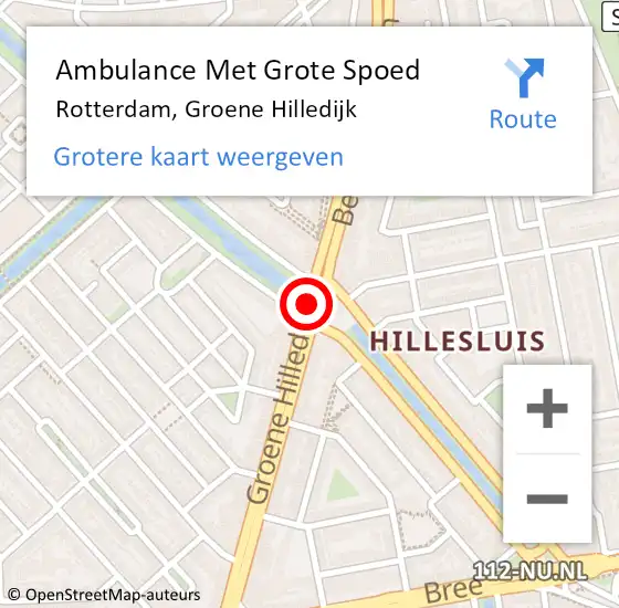 Locatie op kaart van de 112 melding: Ambulance Met Grote Spoed Naar Rotterdam, Groene Hilledijk op 20 oktober 2017 10:40