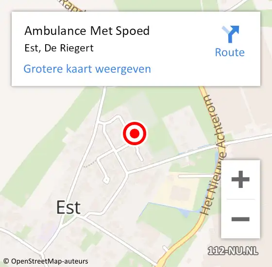 Locatie op kaart van de 112 melding: Ambulance Met Spoed Naar Est, De Riegert op 20 oktober 2017 10:57