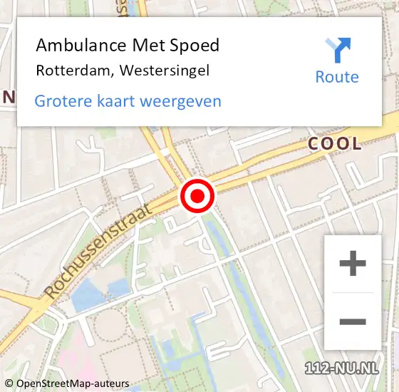 Locatie op kaart van de 112 melding: Ambulance Met Spoed Naar Rotterdam, Westersingel op 20 oktober 2017 11:23