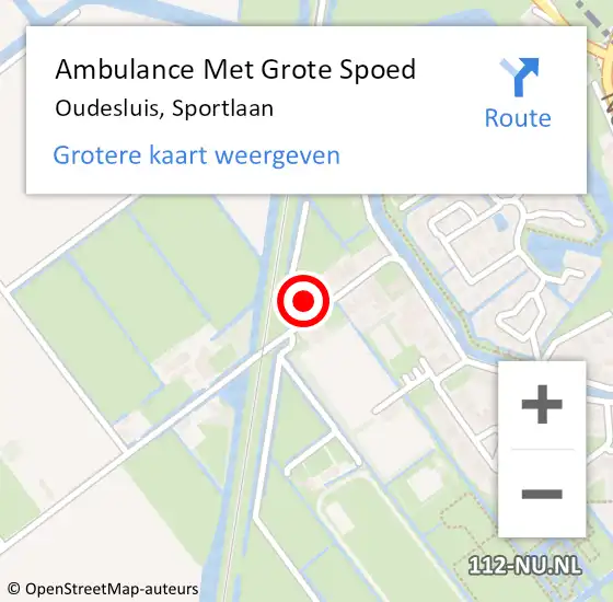 Locatie op kaart van de 112 melding: Ambulance Met Grote Spoed Naar Oudesluis, Sportlaan op 20 oktober 2017 11:34