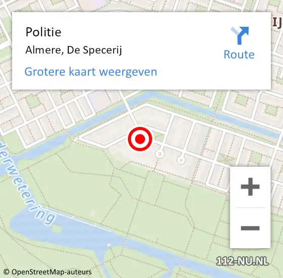 Locatie op kaart van de 112 melding: Politie Almere, De Specerij op 20 oktober 2017 12:06