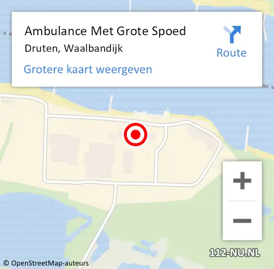 Locatie op kaart van de 112 melding: Ambulance Met Grote Spoed Naar Druten, Waalbandijk op 20 oktober 2017 12:37