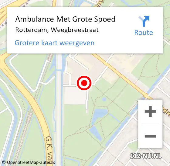 Locatie op kaart van de 112 melding: Ambulance Met Grote Spoed Naar Rotterdam, Weegbreestraat op 20 oktober 2017 12:48