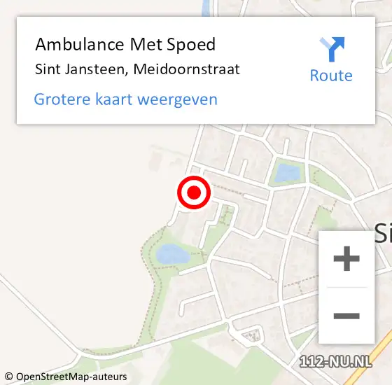 Locatie op kaart van de 112 melding: Ambulance Met Spoed Naar Sint Jansteen, Meidoornstraat op 4 februari 2014 17:46