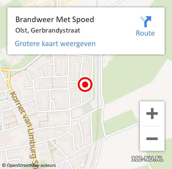 Locatie op kaart van de 112 melding: Brandweer Met Spoed Naar Olst, Gerbrandystraat op 20 oktober 2017 13:09