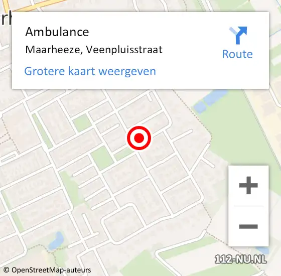 Locatie op kaart van de 112 melding: Ambulance Maarheeze, Veenpluisstraat op 20 oktober 2017 13:09