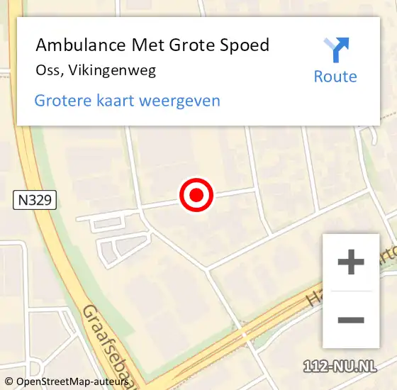 Locatie op kaart van de 112 melding: Ambulance Met Grote Spoed Naar Oss, Vikingenweg op 20 oktober 2017 13:50