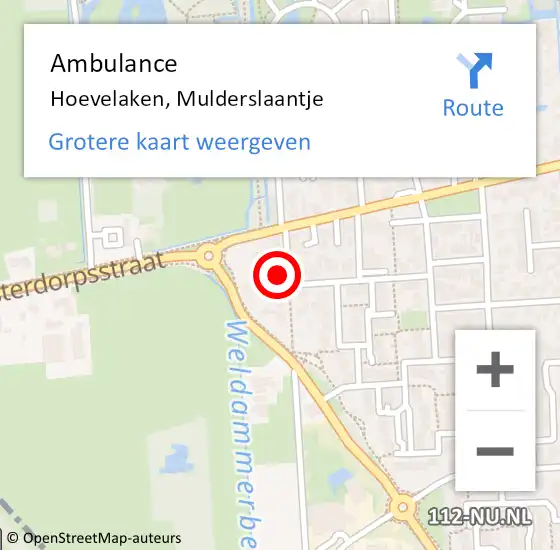 Locatie op kaart van de 112 melding: Ambulance Hoevelaken, Mulderslaantje op 20 oktober 2017 14:20