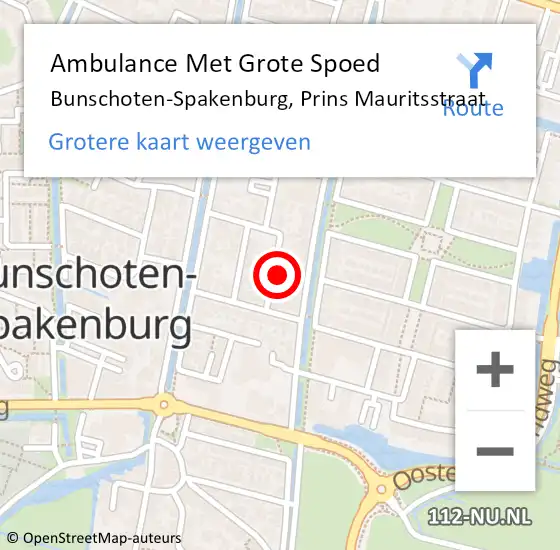 Locatie op kaart van de 112 melding: Ambulance Met Grote Spoed Naar Bunschoten-Spakenburg, Prins Mauritsstraat op 20 oktober 2017 14:26