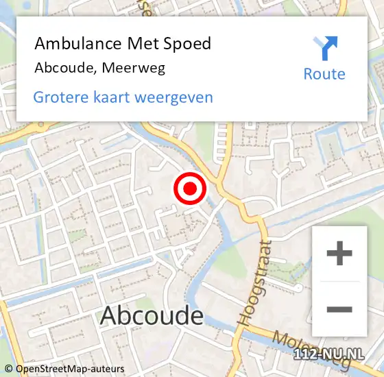 Locatie op kaart van de 112 melding: Ambulance Met Spoed Naar Abcoude, Meerweg op 20 oktober 2017 14:30