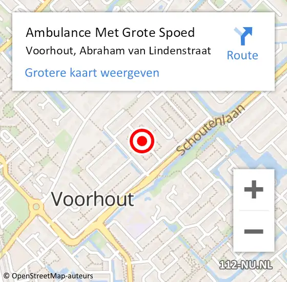 Locatie op kaart van de 112 melding: Ambulance Met Grote Spoed Naar Voorhout, Abraham van Lindenstraat op 20 oktober 2017 15:07