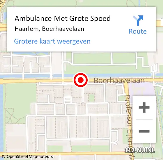 Locatie op kaart van de 112 melding: Ambulance Met Grote Spoed Naar Haarlem, Boerhaavelaan op 20 oktober 2017 15:30