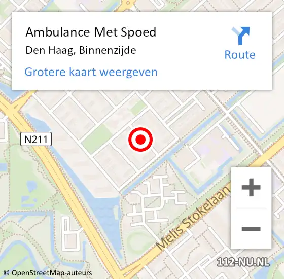 Locatie op kaart van de 112 melding: Ambulance Met Spoed Naar Den Haag, Binnenzijde op 20 oktober 2017 15:32