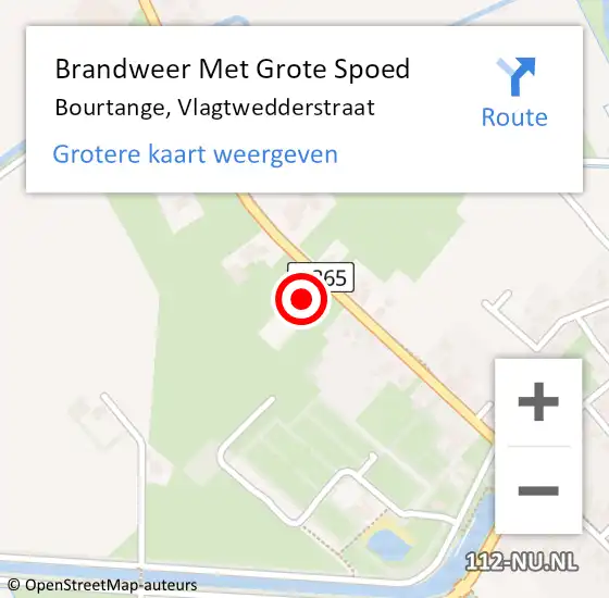 Locatie op kaart van de 112 melding: Brandweer Met Grote Spoed Naar Bourtange, Vlagtwedderstraat op 20 oktober 2017 16:03