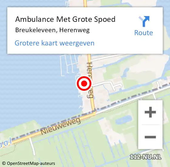 Locatie op kaart van de 112 melding: Ambulance Met Grote Spoed Naar Breukeleveen, Herenweg op 20 oktober 2017 16:06