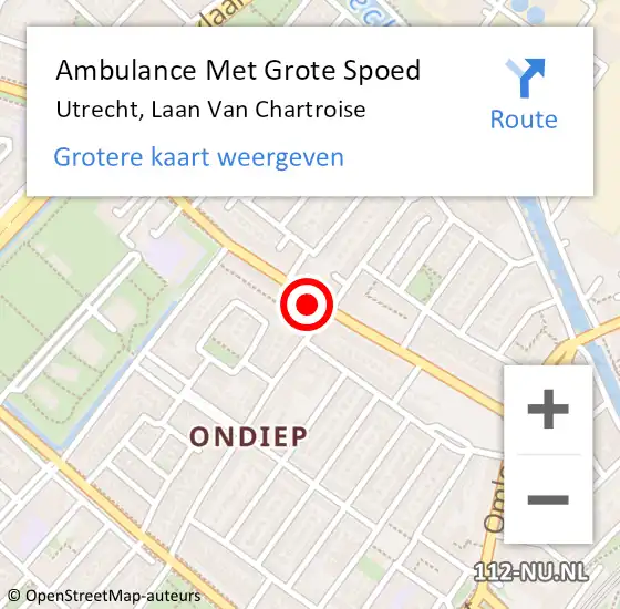 Locatie op kaart van de 112 melding: Ambulance Met Grote Spoed Naar Utrecht, Laan Van Chartroise op 20 oktober 2017 16:34