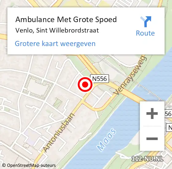 Locatie op kaart van de 112 melding: Ambulance Met Grote Spoed Naar Venlo, Sint Willebrordstraat op 20 oktober 2017 16:38