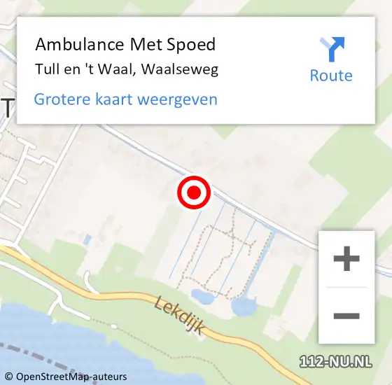 Locatie op kaart van de 112 melding: Ambulance Met Spoed Naar Tull en 't Waal, Waalseweg op 20 oktober 2017 17:39