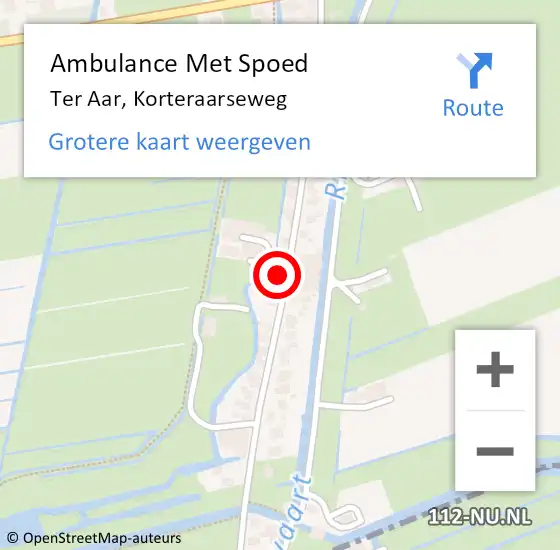 Locatie op kaart van de 112 melding: Ambulance Met Spoed Naar Ter Aar, Korteraarseweg op 4 februari 2014 18:16