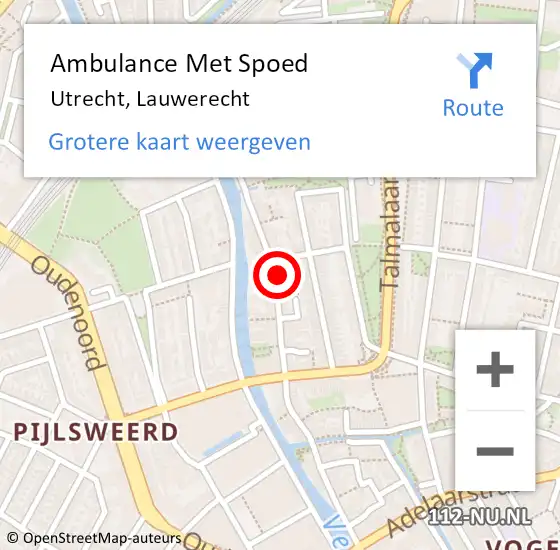 Locatie op kaart van de 112 melding: Ambulance Met Spoed Naar Utrecht, Lauwerecht op 20 oktober 2017 18:35