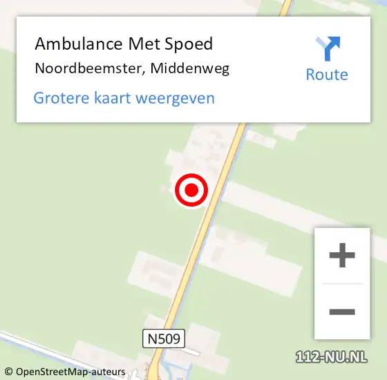 Locatie op kaart van de 112 melding: Ambulance Met Spoed Naar Noordbeemster, Middenweg op 20 oktober 2017 19:09