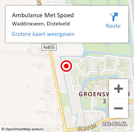 Locatie op kaart van de 112 melding: Ambulance Met Spoed Naar Waddinxveen, Distelveld op 20 oktober 2017 19:20