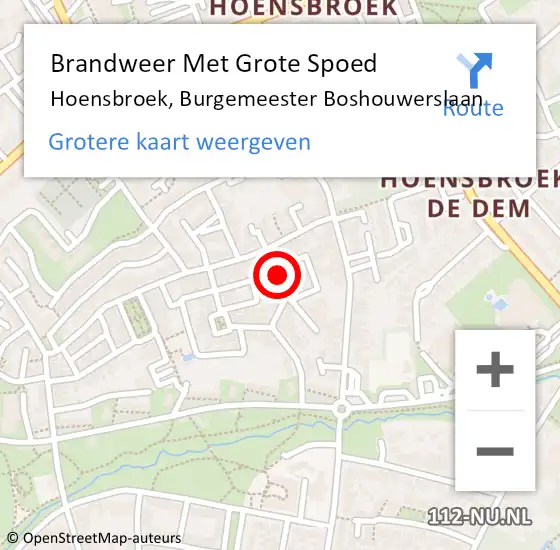 Locatie op kaart van de 112 melding: Brandweer Met Grote Spoed Naar Hoensbroek, Burgemeester Boshouwerslaan op 20 oktober 2017 19:39