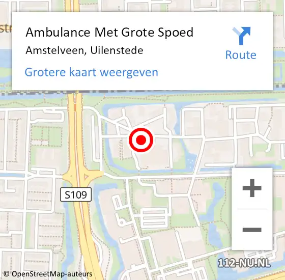 Locatie op kaart van de 112 melding: Ambulance Met Grote Spoed Naar Amstelveen, Uilenstede op 20 oktober 2017 20:18