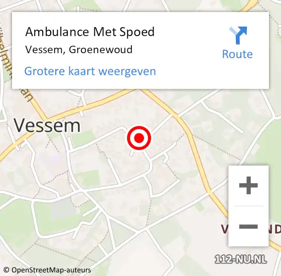 Locatie op kaart van de 112 melding: Ambulance Met Spoed Naar Vessem, Groenewoud op 20 oktober 2017 20:25
