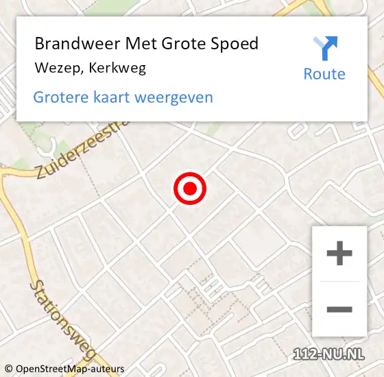 Locatie op kaart van de 112 melding: Brandweer Met Grote Spoed Naar Wezep, Kerkweg op 20 oktober 2017 20:49