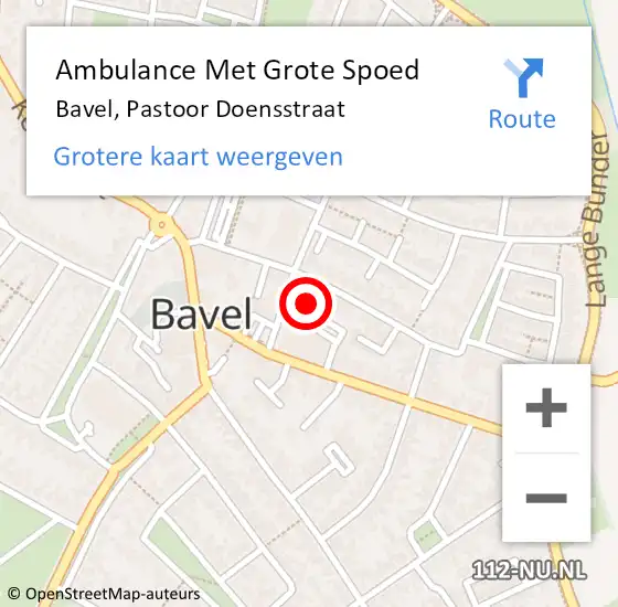 Locatie op kaart van de 112 melding: Ambulance Met Grote Spoed Naar Bavel, Pastoor Doensstraat op 20 oktober 2017 20:56