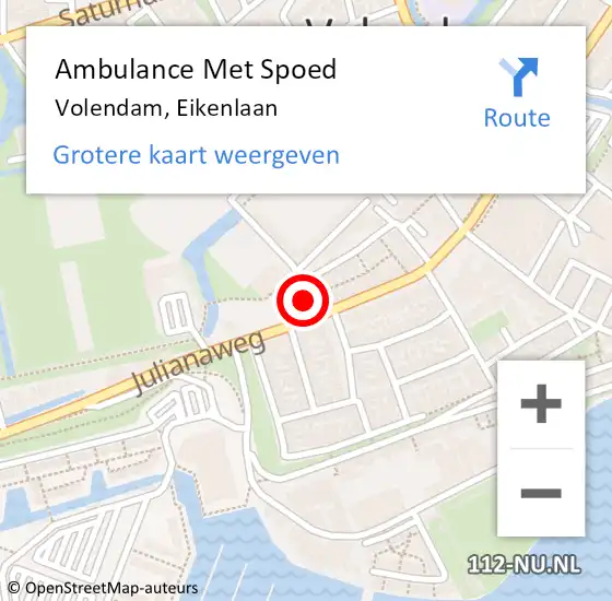 Locatie op kaart van de 112 melding: Ambulance Met Spoed Naar Volendam, Eikenlaan op 20 oktober 2017 21:02