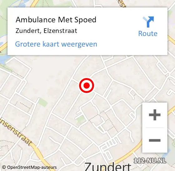 Locatie op kaart van de 112 melding: Ambulance Met Spoed Naar Zundert, Elzenstraat op 20 oktober 2017 21:40