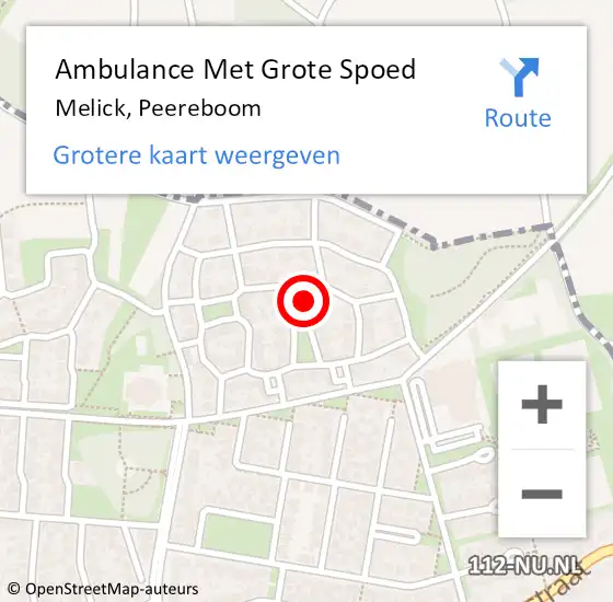 Locatie op kaart van de 112 melding: Ambulance Met Grote Spoed Naar Melick, Peereboom op 20 oktober 2017 21:45